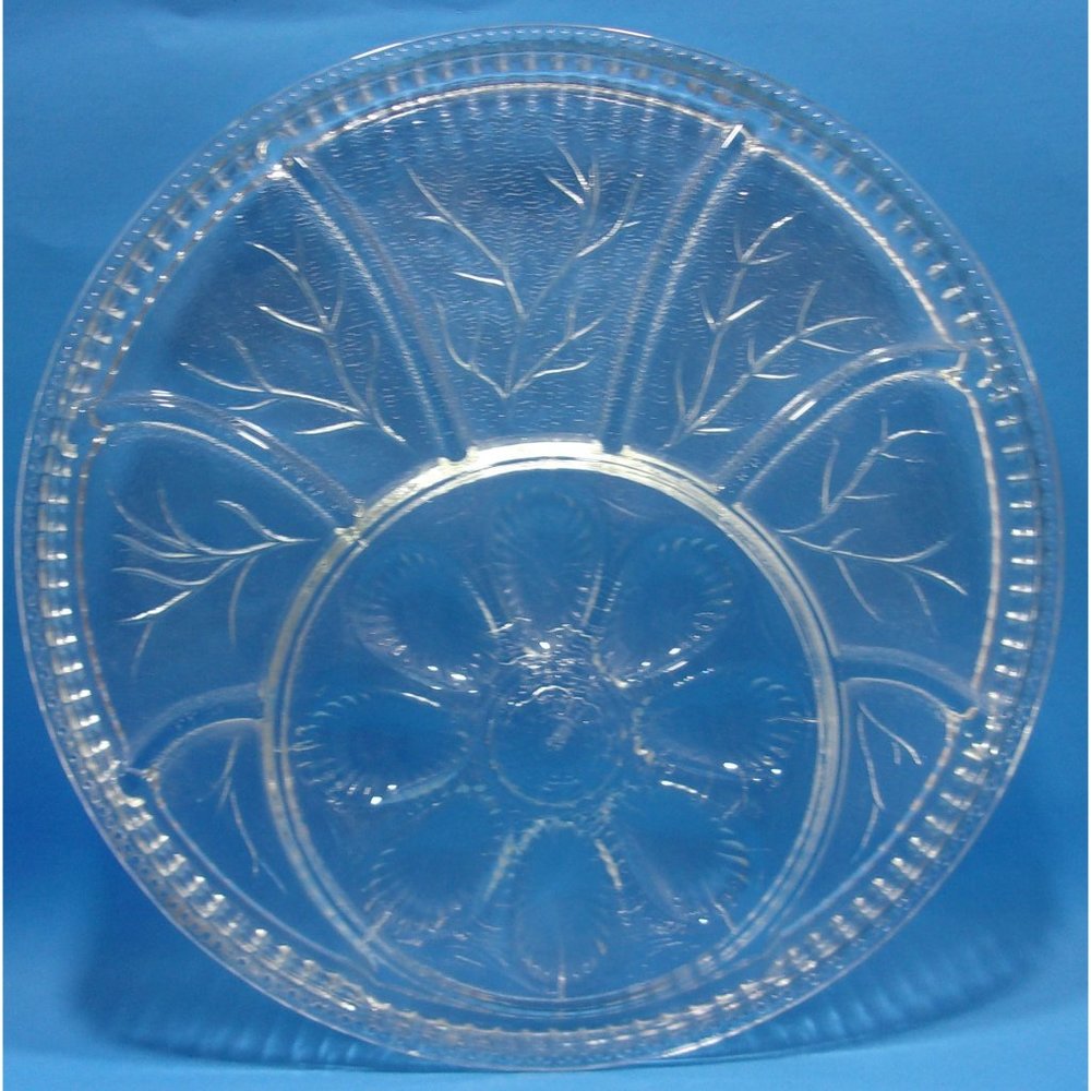 13" Indiana Glass Round 8 Egg 7 Section Egg & Relish Plate / Dish EASTER